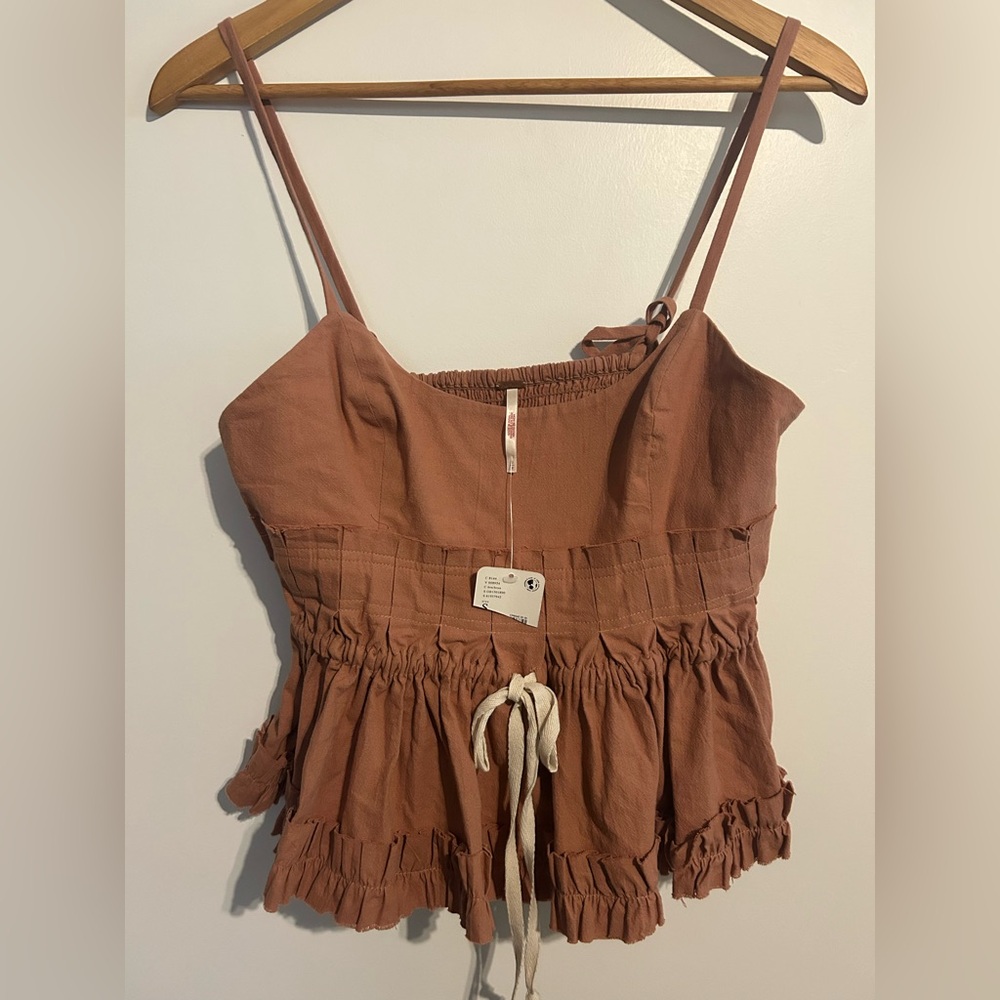 Free People Rust Camisole with Ruffle Hem
